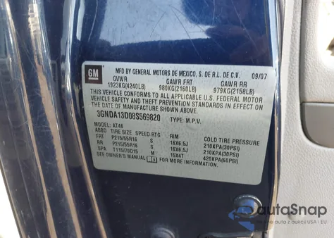 2008 Chevrolet Hhr Ls from USA, damaged, VIN 3GNDA13D08S569820